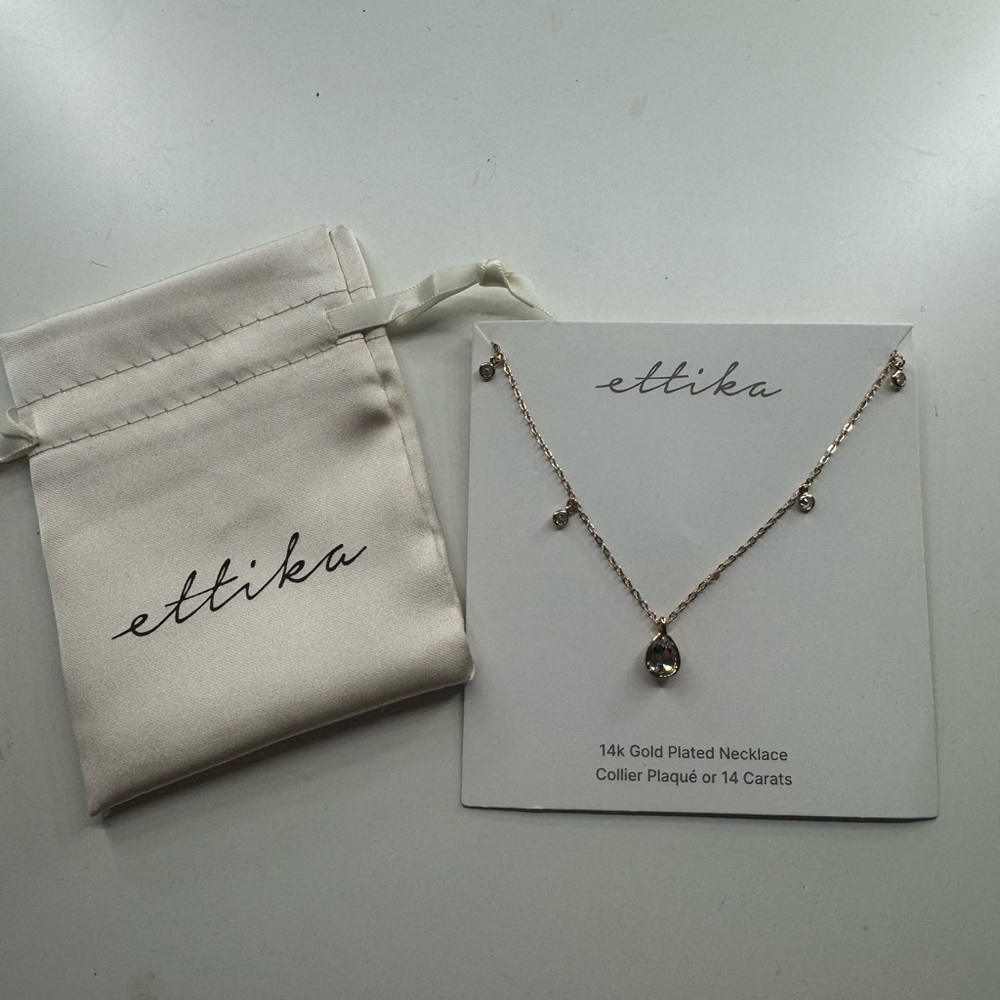 Ettika 14k Gold Necklace with Crystal Drops